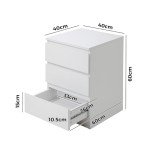 White Bedside Table with 3 Drawers
