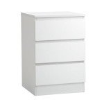 White Bedside Table with 3 Drawers