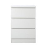 White Bedside Table with 3 Drawers