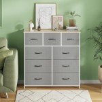 9-Drawer Fabric Tallboy Storage Chest - Beige