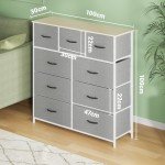 9-Drawer Fabric Tallboy Storage Chest - Beige
