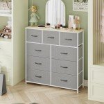 9-Drawer Fabric Tallboy Storage Chest - Beige