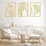 Gold Minimalist Metal Wall Art Set - 3 Pcs