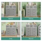 9-Drawer Fabric Tallboy Storage Chest - Beige