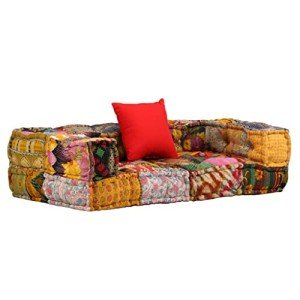 Multicolour Patchwork Modular Pouffe Sofa with Pillow