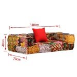 Multicolour Patchwork Modular Pouffe Sofa with Pillow