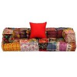 Multicolour Patchwork Modular Pouffe Sofa with Pillow