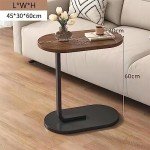 Small C Shaped Walnut End Table for Spaces