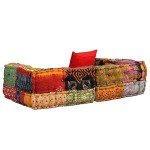 Multicolour Patchwork Modular Pouffe Sofa with Pillow