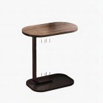 Small C Shaped Walnut End Table for Spaces
