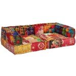 Multicolour Patchwork Modular Pouffe Sofa with Pillow