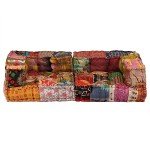 Multicolour Patchwork Modular Pouffe Sofa with Pillow