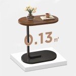 Small C Shaped Walnut End Table for Spaces
