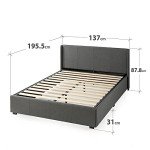 Zinus Dark Grey Upholstered Double Bed Frame