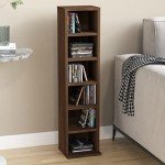 Brown Oak Cube Bookshelf with 6 Compartments