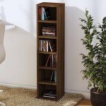 Brown Oak Cube Bookshelf with 6 Compartments