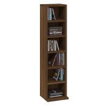 Brown Oak Cube Bookshelf with 6 Compartments