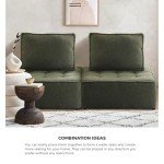 Green Armless Floor Sofa with Adjustable Backrest