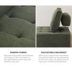 Green Armless Floor Sofa with Adjustable Backrest