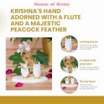 Gold Plated Lord Krishna Idol with Flute