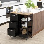Rolling Kitchen Island Cart with Storage & Wheels