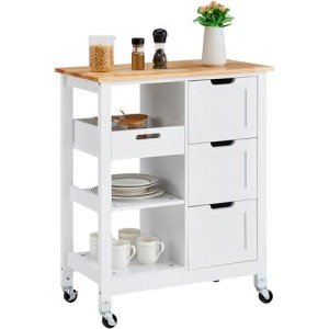 VEVOR Mobile Kitchen Island Cart with Wood Top