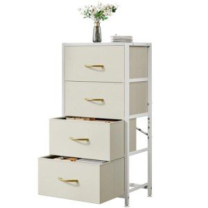 4-Drawer Fabric Dresser with Wood Top