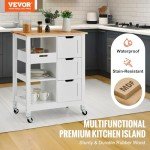 VEVOR Mobile Kitchen Island Cart with Wood Top