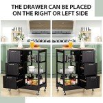 Rolling Kitchen Island Cart with Storage & Wheels