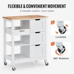 VEVOR Mobile Kitchen Island Cart with Wood Top
