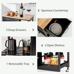 Rolling Kitchen Island Cart with Storage & Wheels