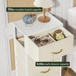 4-Drawer Fabric Dresser with Wood Top