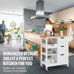 VEVOR Mobile Kitchen Island Cart with Wood Top