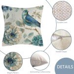 Set of 4 Flower and Bird Throw Pillow Covers
