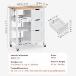 VEVOR Mobile Kitchen Island Cart with Wood Top