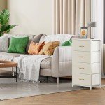 4-Drawer Fabric Dresser with Wood Top