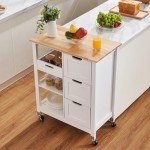 VEVOR Mobile Kitchen Island Cart with Wood Top