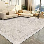 Moroccan Geometric Stripe Soft Area Rug - Ivory