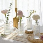 Set of 6 Mini Clear Glass Bud Vases