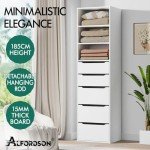 Alfordson White Wardrobe Cabinet with Drawers & Shelves