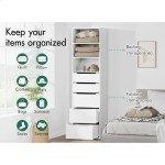 Alfordson White Wardrobe Cabinet with Drawers & Shelves