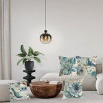 Set of 4 Flower and Bird Throw Pillow Covers