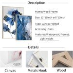 Blue Floral Canvas Wall Art Set of 6