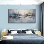 Blue and Gray Abstract Canvas Wall Art 20"x40