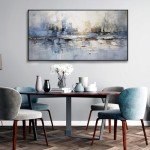 Blue and Gray Abstract Canvas Wall Art 20"x40