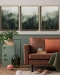 Green Fog Pine Tree Forest Canvas Wall Art