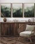 Green Fog Pine Tree Forest Canvas Wall Art