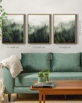 Green Fog Pine Tree Forest Canvas Wall Art