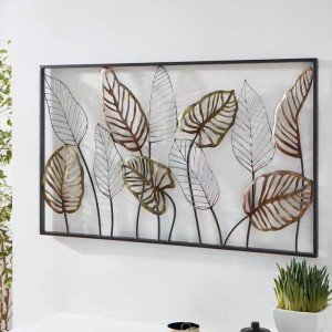 Framed Metal Leaf Wall Art for Home Decor
