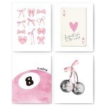Set of 4 Trendy Pink Wall Art Prints
